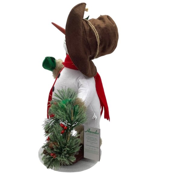 NWT ANNALEE DOLLS 15" Rustic Pine Snowman Christmas 2020 Wreath Hat Big 560520 - Picture 4 of 5
